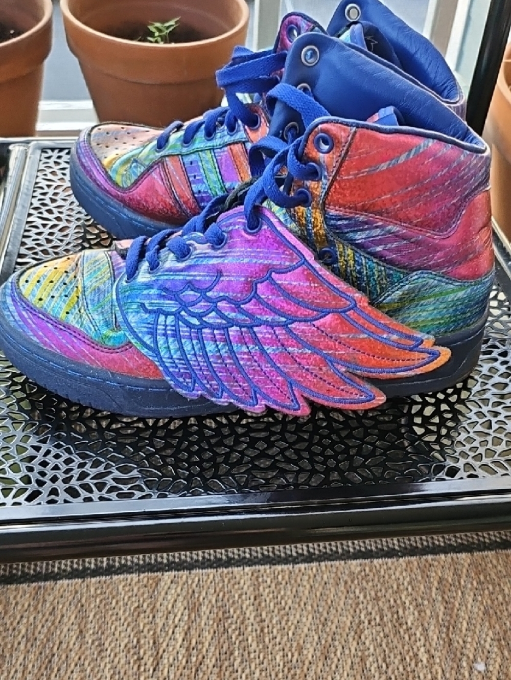 Jeremy Scott x Adidas Multicolor High-Top Sneakers with Wing Accents - Picture 5 of 7